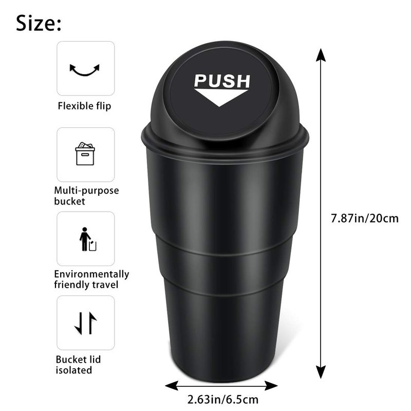 YIOVVOM Cup Holder Trash can for car with Lid, Mini Garbage Cans for Back seat Leakproof Vehicle Automotive Cup Holder Car trashcan, Small Trash Bin for Automotive Office Home Kitchen (CARH1347A) - Image 2